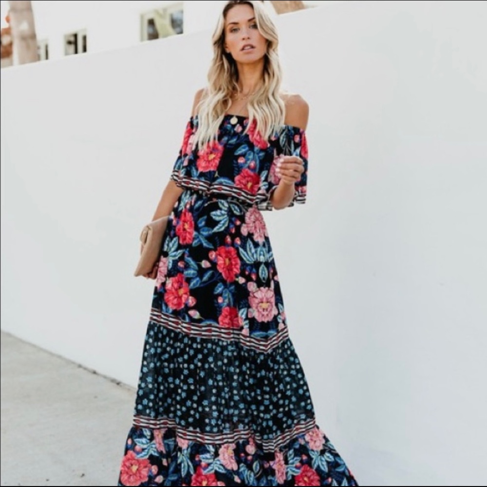 Vici Floral Off The Shoulder Maxi Dress